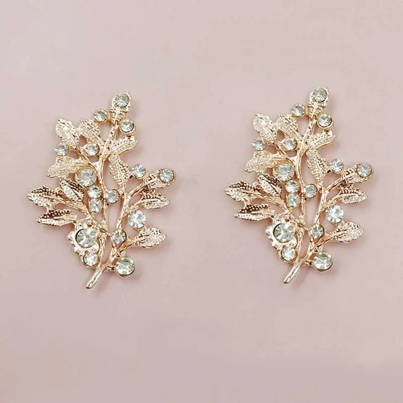Engood 50Pcs Rhinestones Branches Button Sewing Trim & Embellishments Craft Buckle for DIY Bridal Hair Headdress Bag Accessories