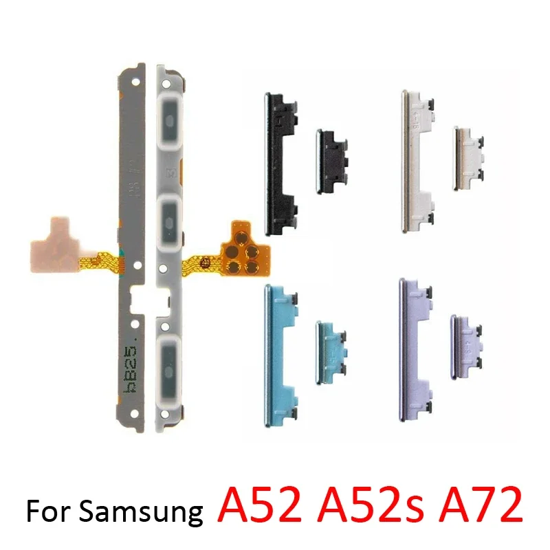 10 Stuks Voor Samsung Galaxy A02 A12 A22 A32 A42 A52 A 52S A72 Lte 5G Telefoon Nieuwe Power Volume Knop Op Off Side Key Flex Kabel Deel