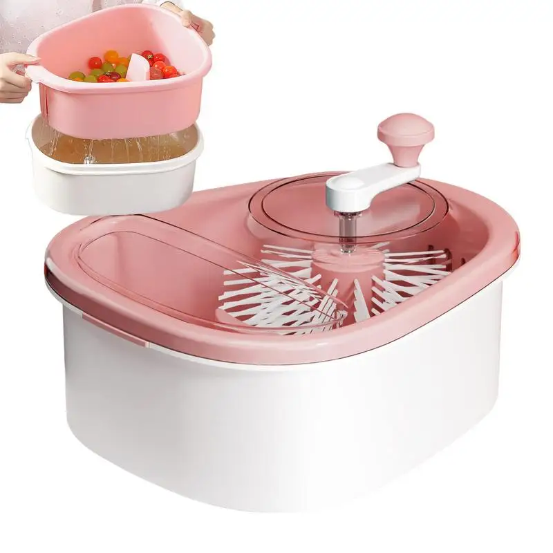 Washing Spinner With Bowl Fruits 720 Degree Scrubbing Fruit Washer Strainer Fruit Salad Kitchen Vegetable Washing Filter Basket