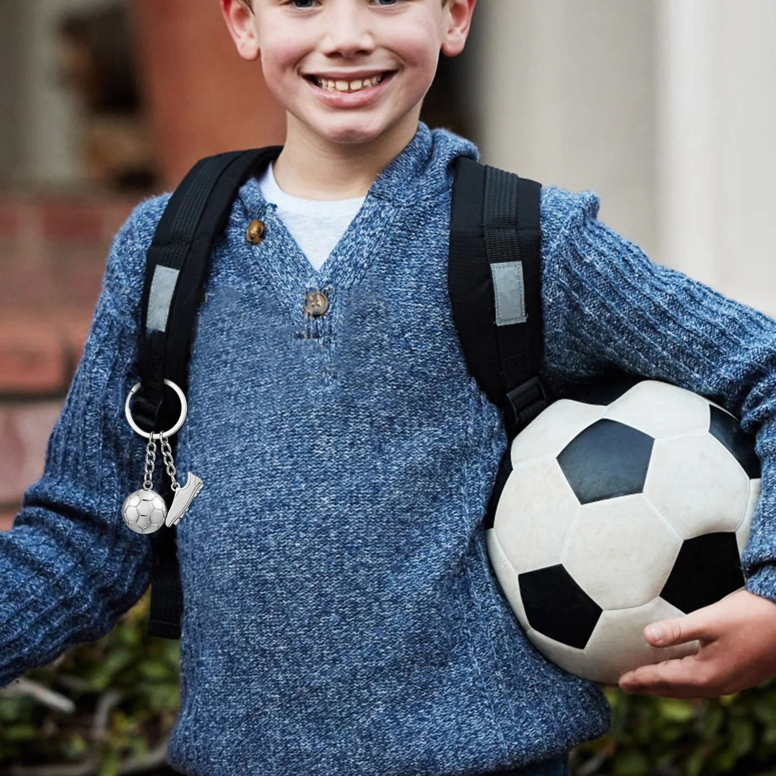 

2 Pcs 3D Football Keyrings Metal Keychains Sports Key Football Gifts for Boys Soccer Accessories