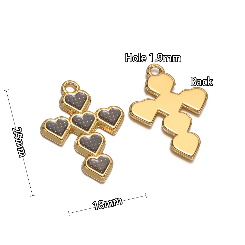 5 Stück Edelstahl-Emaille-Kreuz-Herz-Anhänger für Damen-Halsketten, DIY-Schmuckzubehör für Liebhaber, Zubehör für die Herstellung von Ohrringen – Detail 3