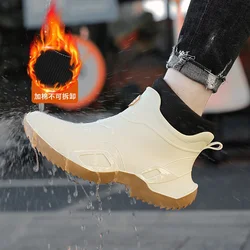 New Couple's Outdoor Rain Boots Fashion Men High Top Hiking Fishing Water Shoes Anti-slip Chef Work Ankle Boots Waterproof Shoes