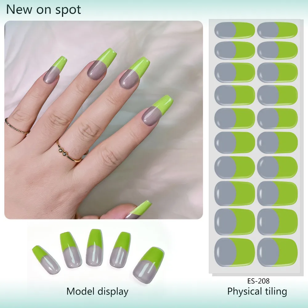 

Gradient Color Nail Stickers Semi-cured Gel Uv Half-baked Nail Stickers Nail Stickers Branch Light Hardening【ES201-300】
