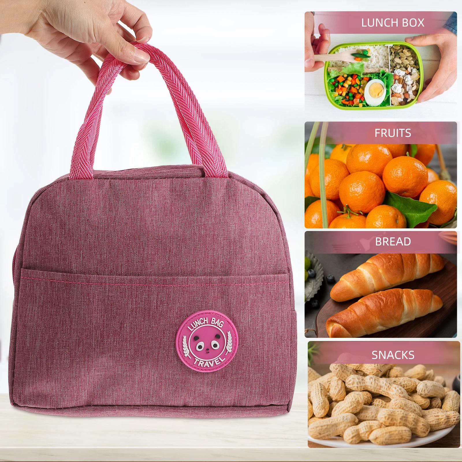 

Insulated Large Capacity Foldable Reusable Lunch Tote Bag Waterproof Lunch Box Keeps Food Hot Cold Oxford Cloth Reusable