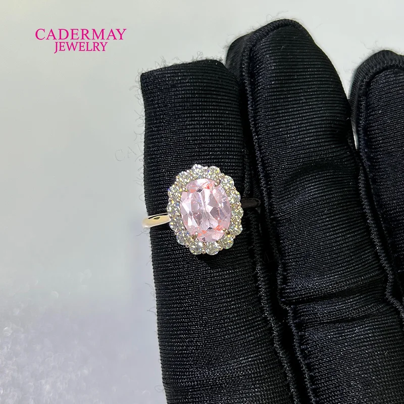 Customized Jewelry 925 Silver 7x9mm Oval Shape Pink/Blue Lab Grown Gemstones Paraiba YAG Wedding Engagement Ring For Women Gift