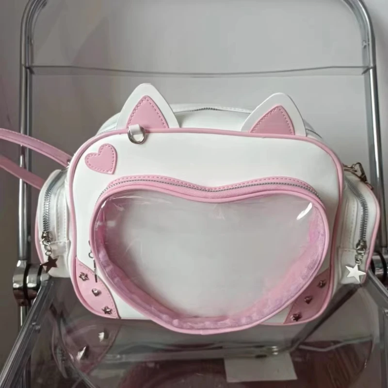 Kontrastowy kolor przezroczysty nit Ita torby wszystkie mecze słodka Y2k estetyczna elegancka torba Crossbody Kawaii śliczne damskie torebki na ramię