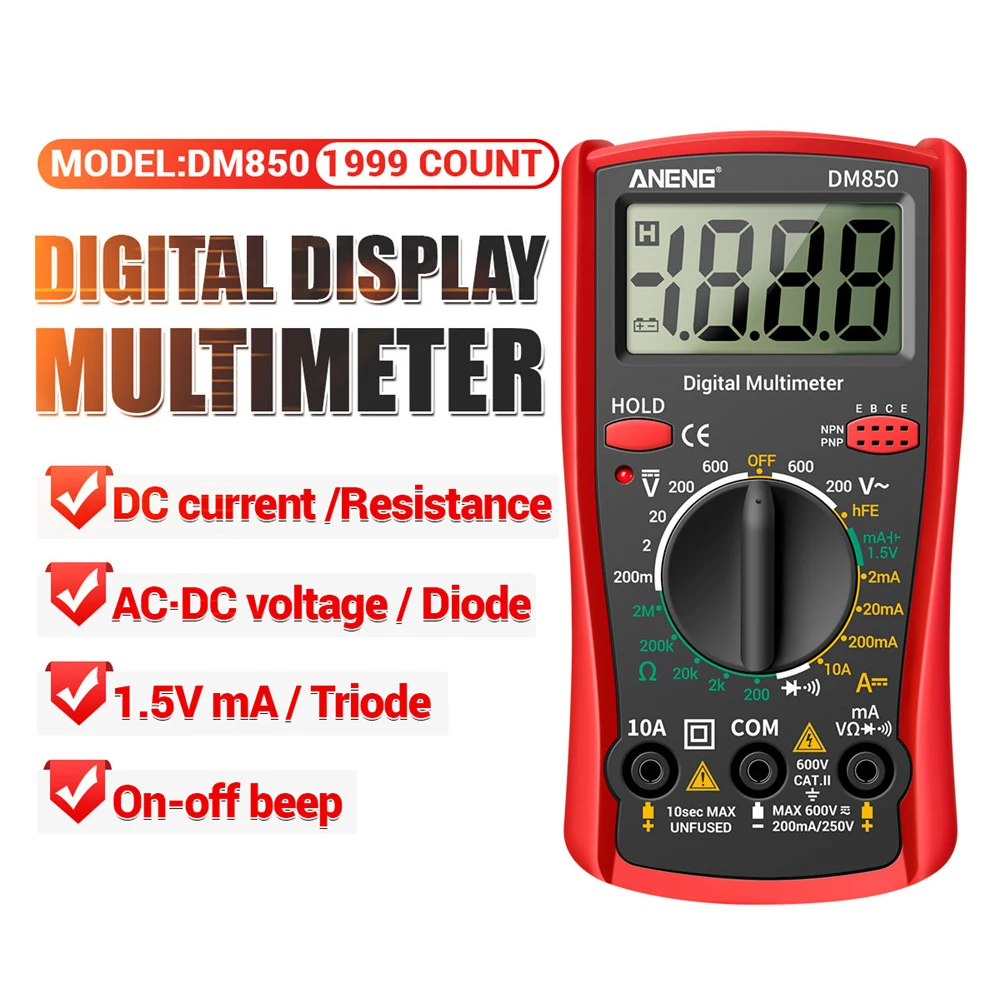 Digital DM850 Multimeter Professional 1999 Counts Multimetro Tester Voltage Current Amp Diodes Tester AC / DC Ohm Testers