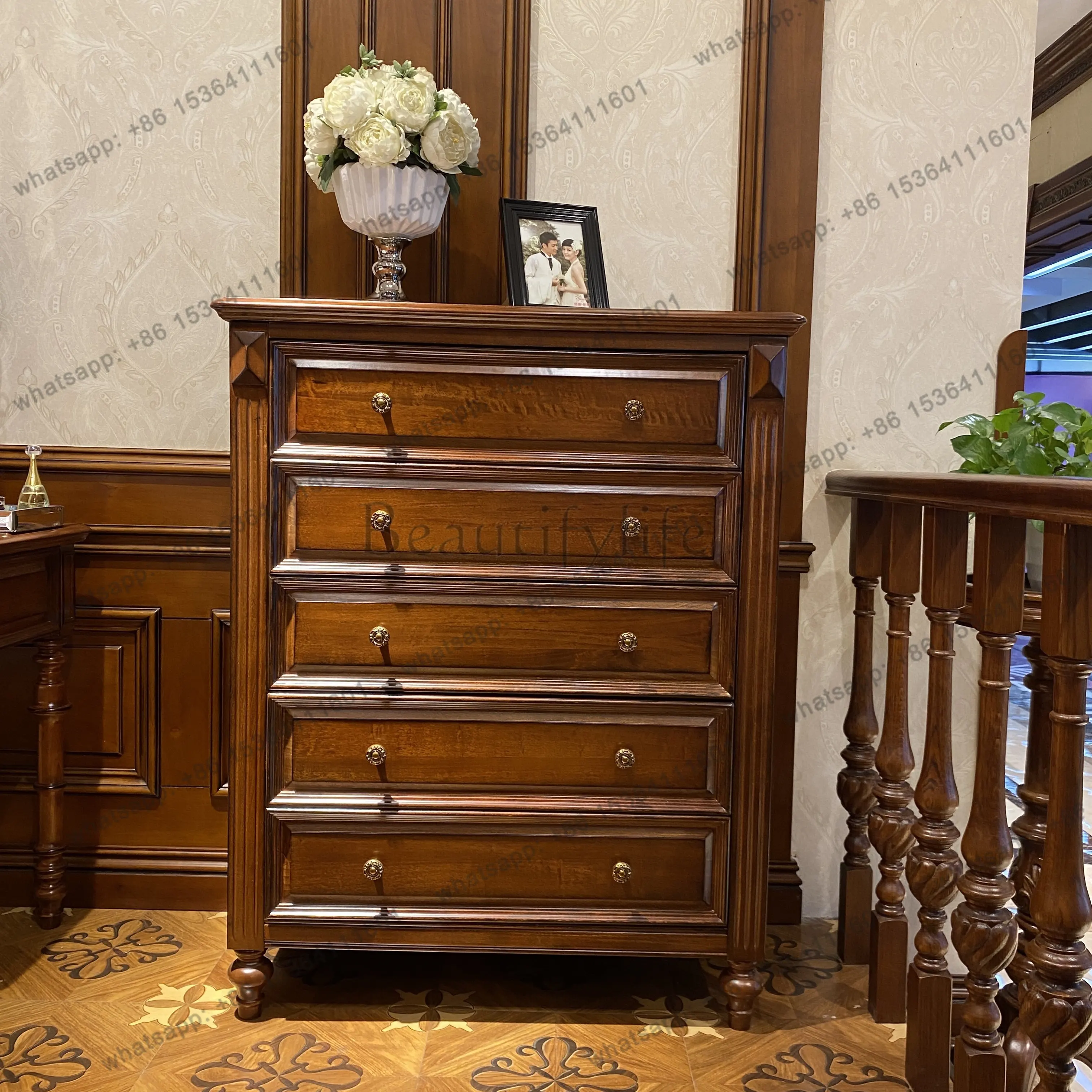 

Американский тумба-шкаф для телевизора из массива дерева с пятью ящиками, для прихожей, длина 900 * ширина 450 * глубина 1137 мм