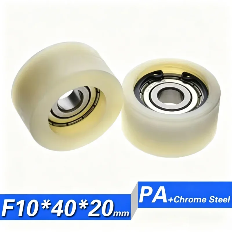 10 Stück Hochleistungsrollen 6200ZZ Kugellager, beschichtet mit PA NYLON, 10x40x20mm, Riemenscheibe Innendurchmesser 10mm, Gleitrad 40mm 4cm – Detail 7