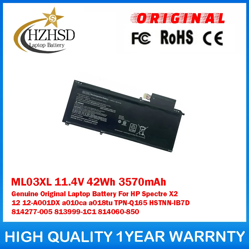 

ML03XL 11.4V 42Wh 3570mAh Genuine Original Laptop Battery For HP Spectre X2 12 12-A001DX A010CA A018TU TPN-Q165 HSTNN-IB7D