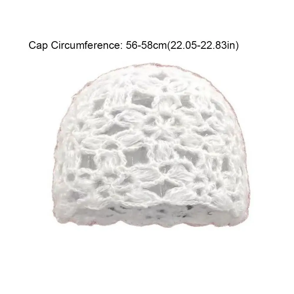الحلو بلون زهرة كروشيه قبعة اليدوية الجوف بلوفر مغزول قبعة نسج قصيرة الحواف بيني قبعة السيدات #6