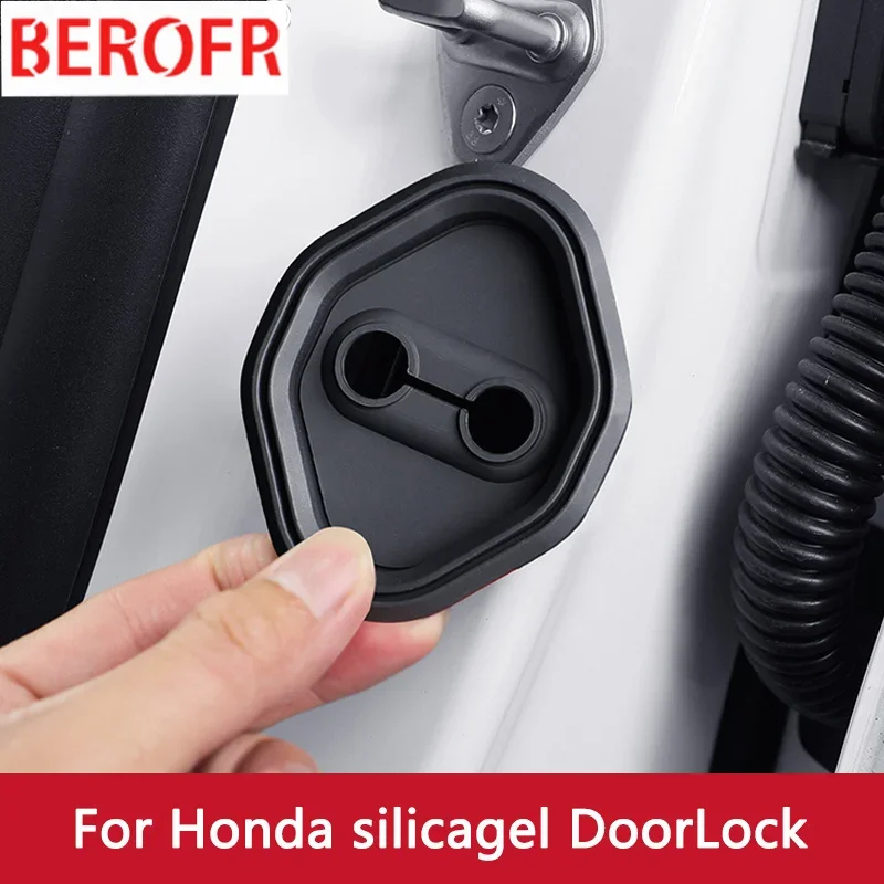 4pcs Silicone Car Door Lock Buckle Anti-collision Protective Cover For Honda Mugen Accord Civic Si Odyssey Fit CR-V CR-Z Vezel