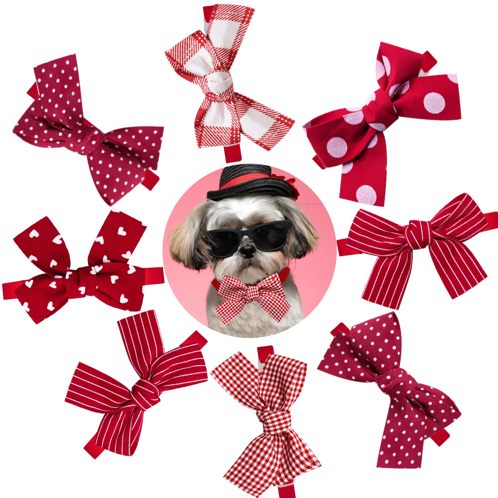 

10/30/50PCS Valentine's Day Dog Collar Red Style Dog Bow Ties Pet Supplies Small Dog Bowties Fashion Necklace Pet Accessories