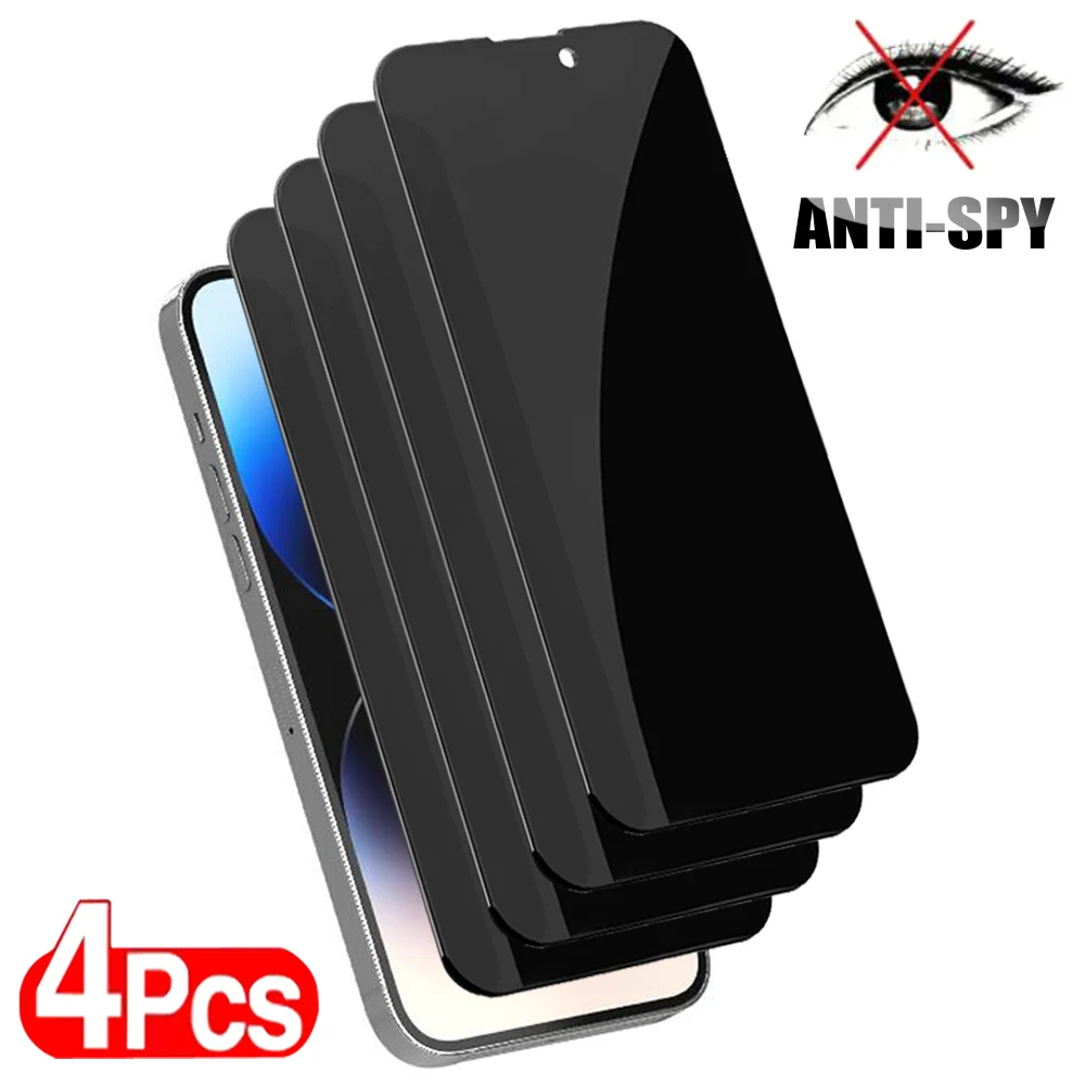 4Pcs Privacy Screen Protector For iPhone 15 14 13 11 12 Pro Max Mini Anti-Spy Tempered Glass For iPhone 7 8 Plus SE X XR XS MAX