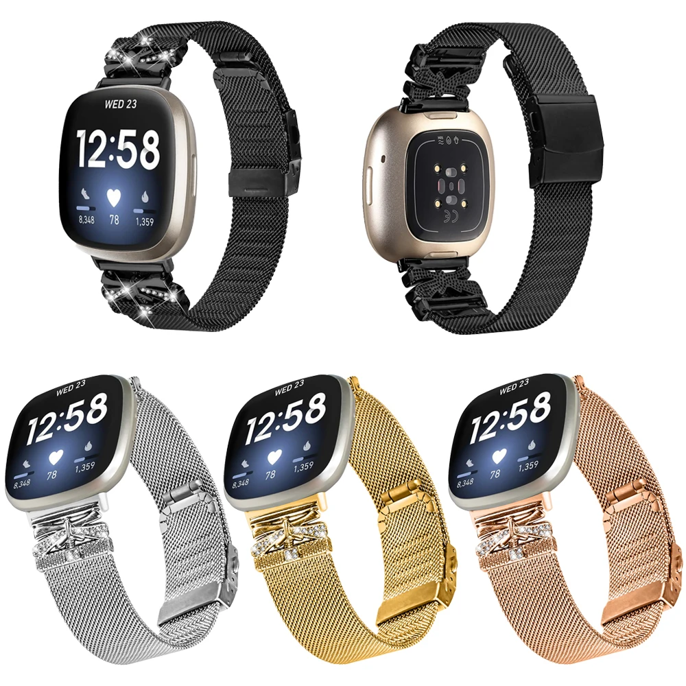 Stainless Steel Metal Strap For Fitbit Versa3 Versa4 Milanese Loop Band Bracelet For Fitbit Sense  Sense2 Wristband Replacement