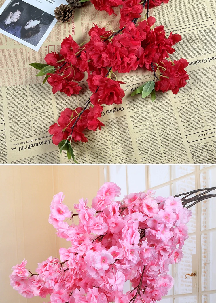 Künstlicher Kirschblütenbaum Rosa Weiß Seidenblume Zweig für Hochzeit Bogen Bonsai DIY Zuhause Party Dekoration – Detail 14