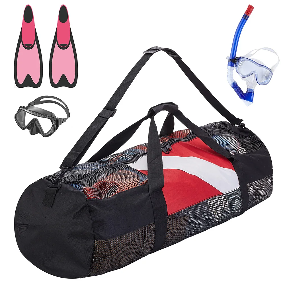 Swimming Beach Storage Bag Portable Scuba Diving Mesh Tote with Adjustable Shoulder Strap Snorkeling Gear Organizer