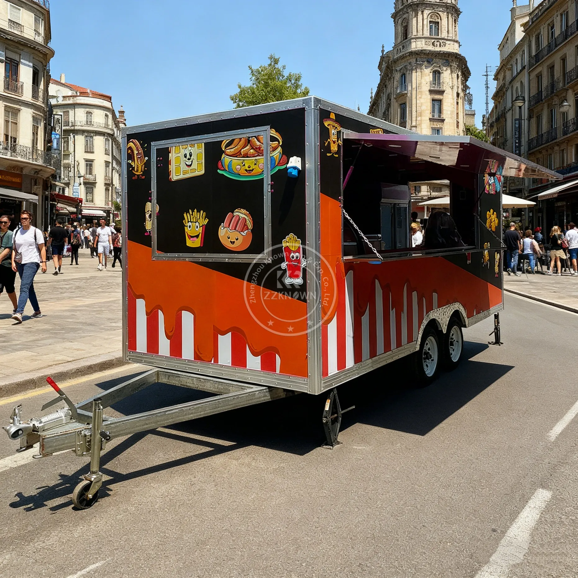 

Custom Commercial Food Van Concession Street Mobile Food Truck Cart Fast Square Snack Food Trailer for Sale USA