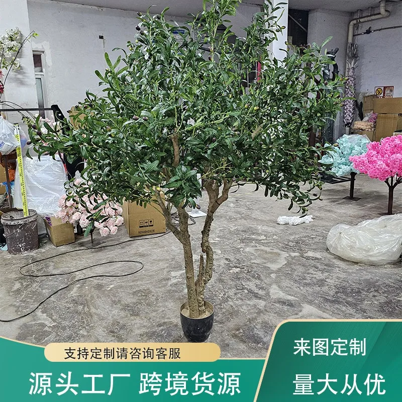 

Имитация растения, оливковое дерево с фруктами, съемное, зеленое дерево на заказ, зеленое листовое дерево