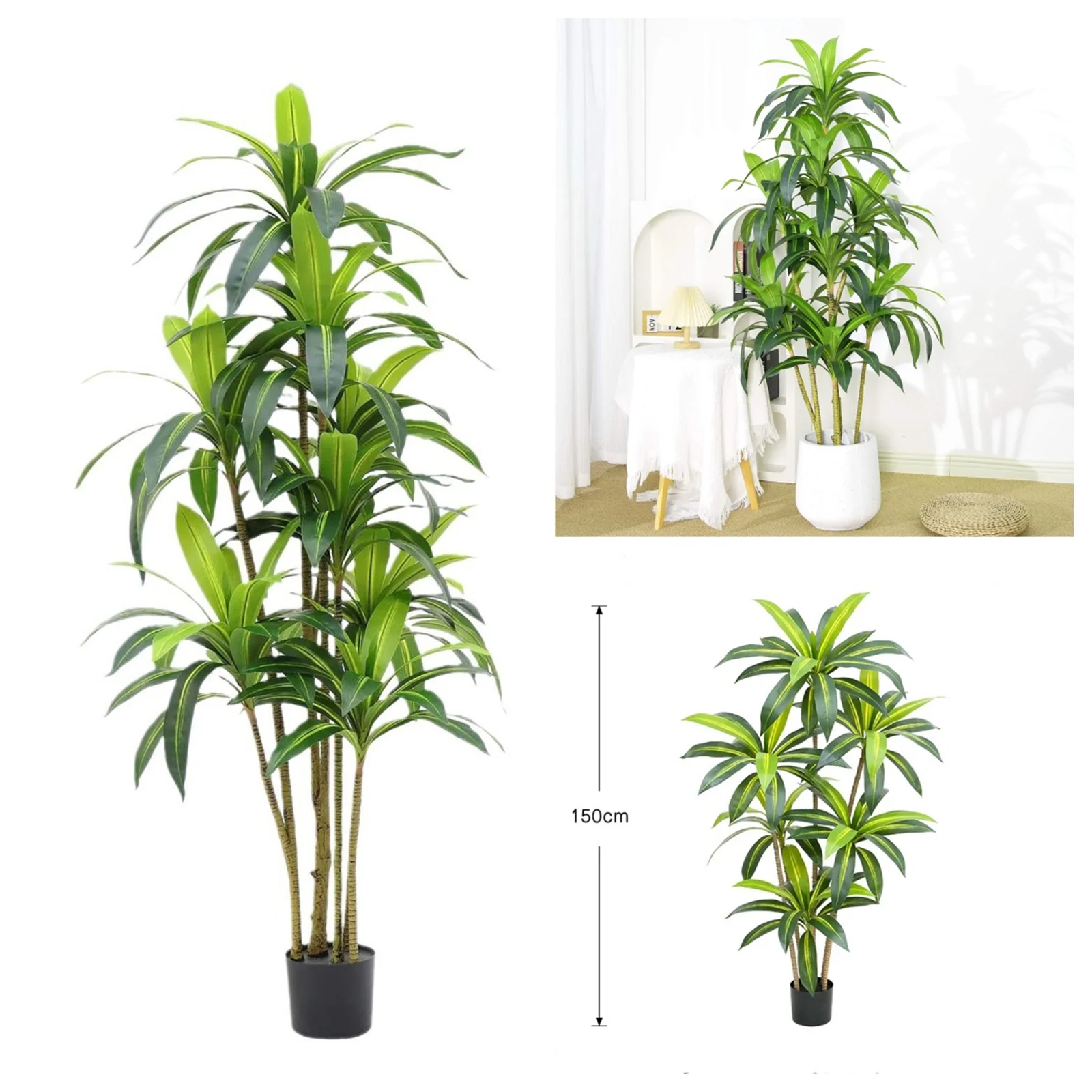 Artificial Tree Plants, Indoor Fake Brazilian Wood Tree, Decorative Fake Plants Realistic Decor For Bedroom Bathroom Home Office