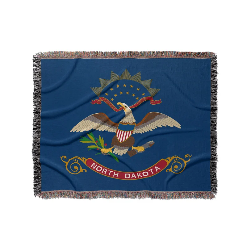 Gaslight Gatekeep Girlboss North Dakota United States of America Jacquard Fringed Woven Throw Blanket