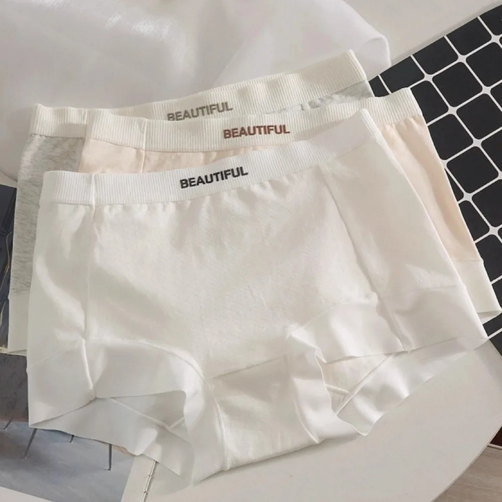 Lettre anglaise femmes coton culottes coton entrejambe taille moyenne Shorts coton slips sous-vêtements sans couture coton caleçons usage quotidien