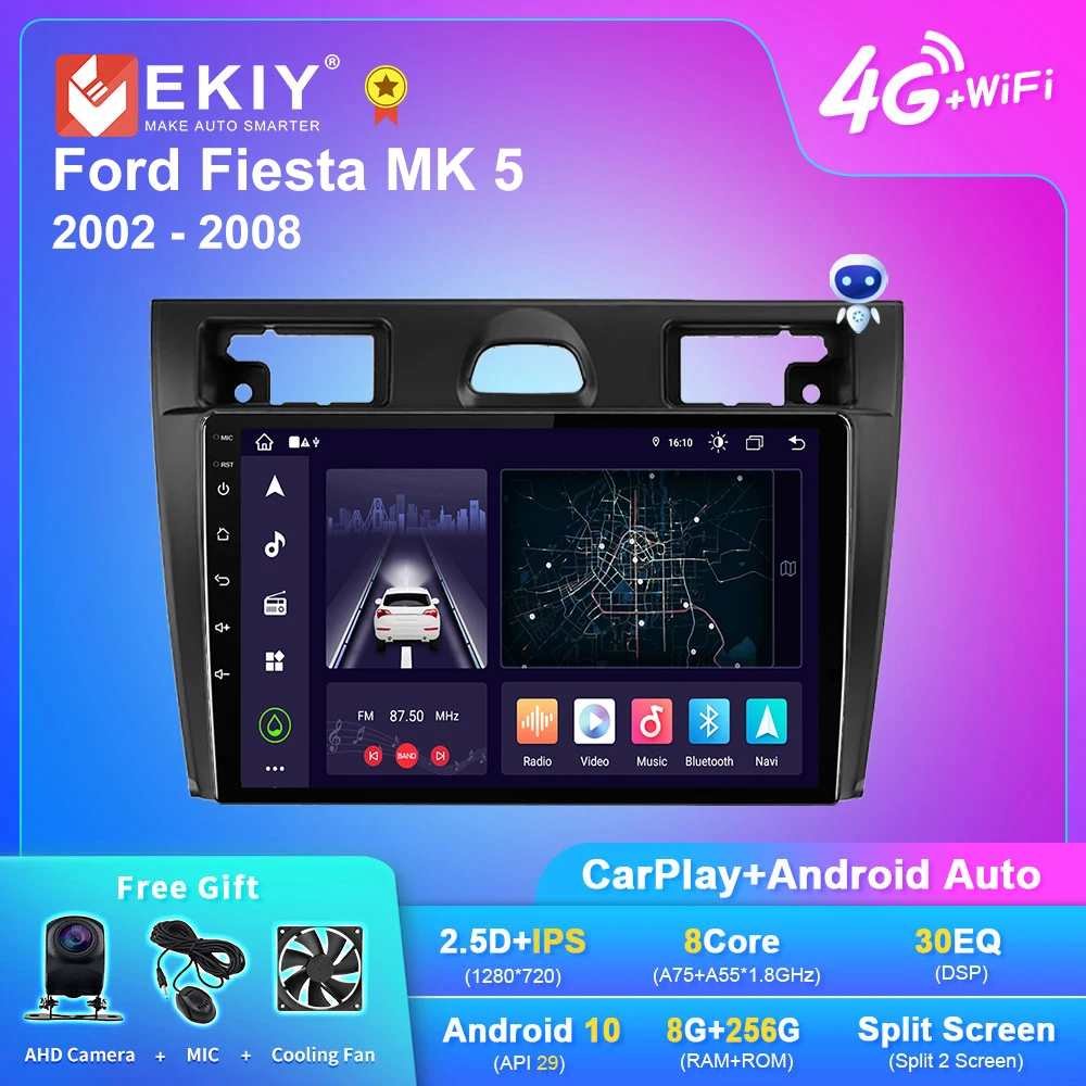 

EKIY X7 Car Radio For Ford Fiesta Mk VI 5 Mk5 2002 - 2008 Android 10.0 Multimedia Stereo Auto Audio Video Carplay Player NO 2DIN