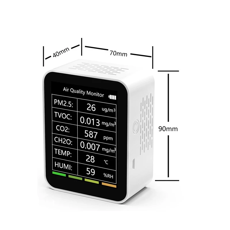 Monitor de calidad del aire WiFi Tuya, medidor de CO2, 6 en 1, PM2.5, PM10, HCHO, TVOC CO, Detector de Gas, probador de dióxido de carbono