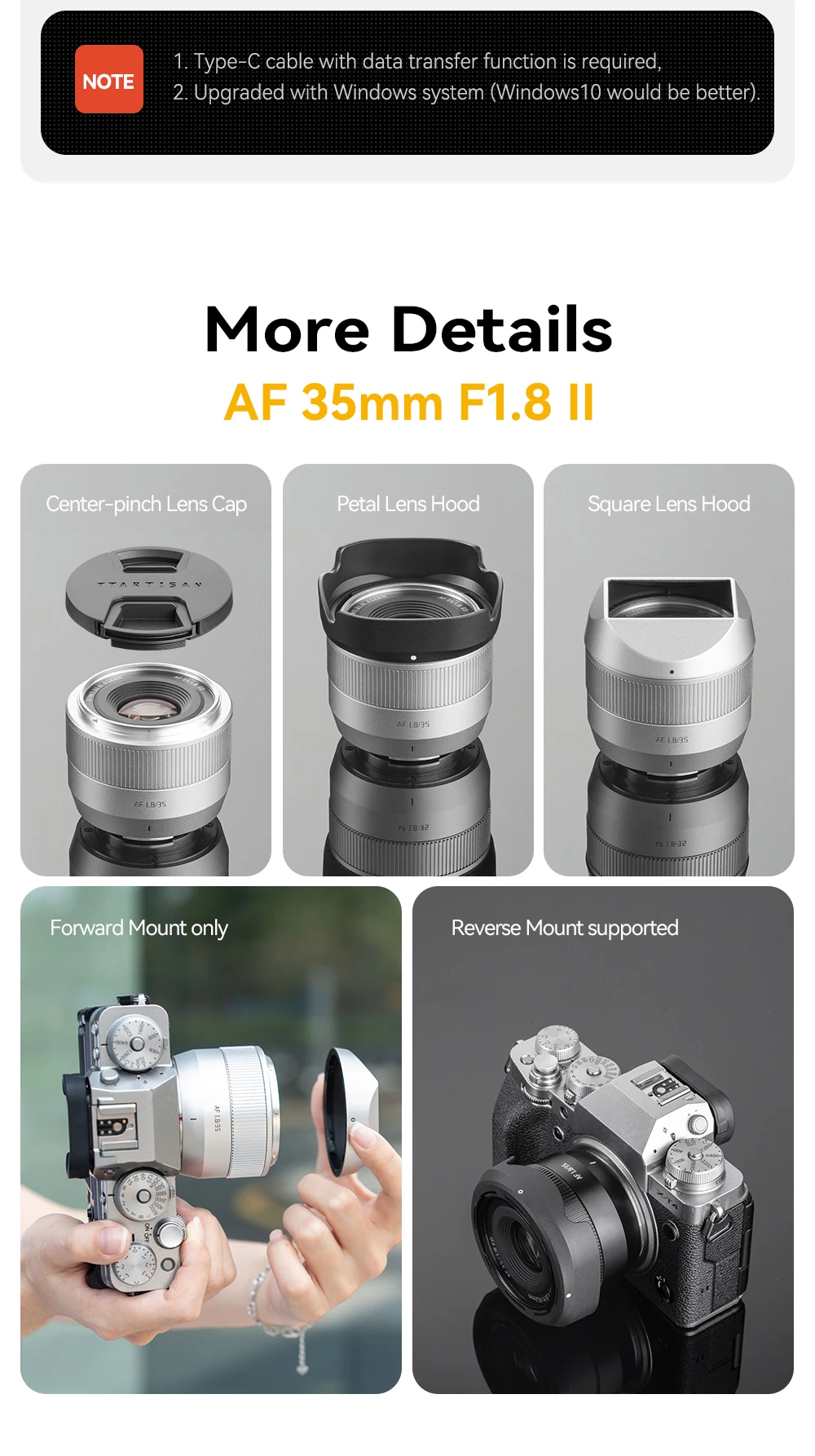 TTARTISAN AF 35mm F1.8 II APS-C Format Große Blendenöffnung Objektiv für Kamera Porträtfotografie mit Fuji XT30 Sony E A7RIII Nikon ZFC – Detail 21