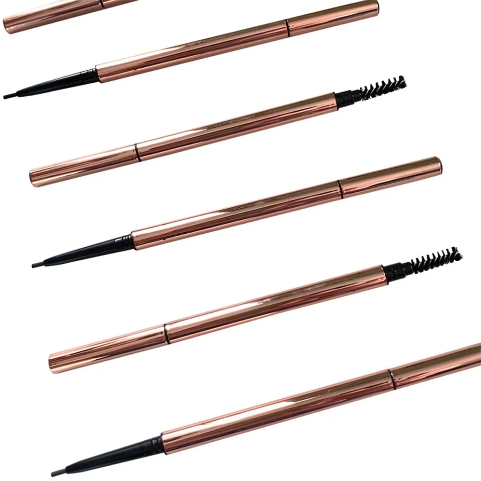 Vegan Ultra Fine Dual Head Waterproof Eyebrow Pencil Private Label Auto Rotating Smudge Proof Makeup Wholesale Custom Logo