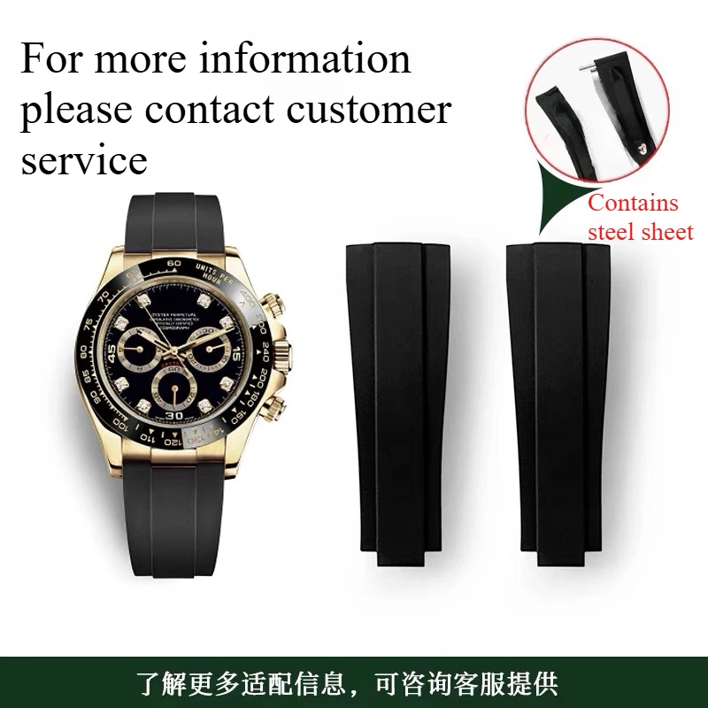 

18mm 20mm 21mm Fluororubber Strap for Rolex Daytona Yacht Clean Watch Strap Men's Fluororubber Strap with Steel Strap