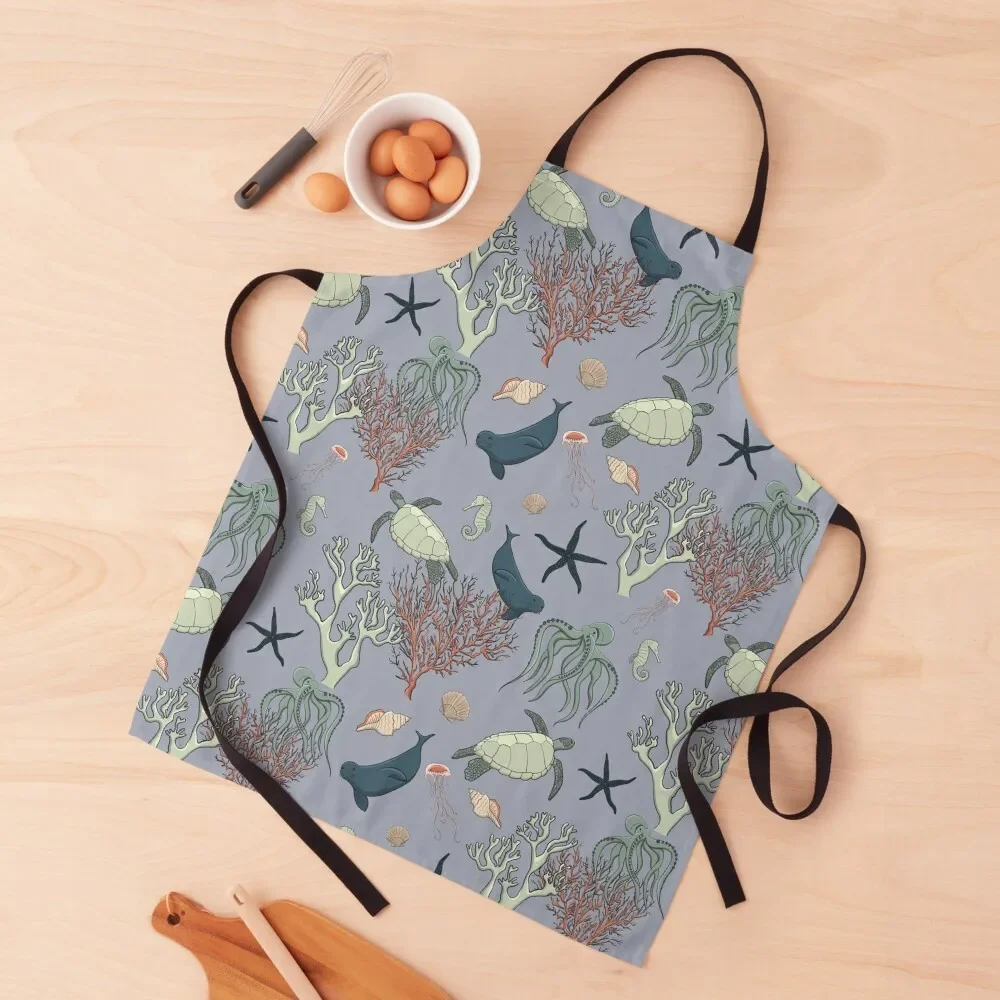 

Sea life Apron For Women kindergarten teacher restaurant accessories Restaurant Kitchen Equipment Apron