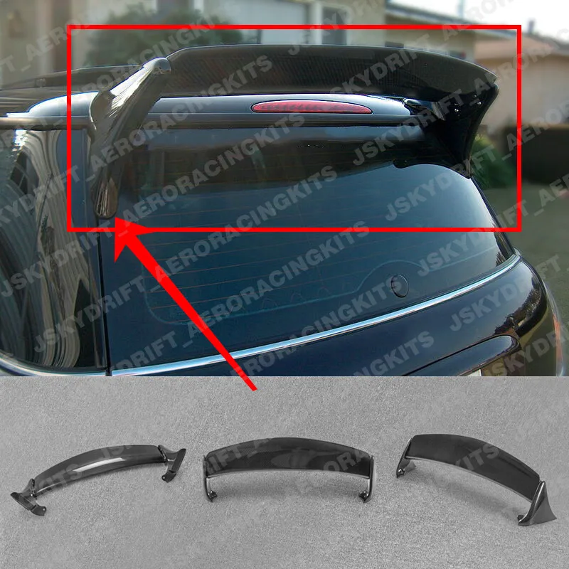 ل Mini R50 R53 كوبر ألياف الكربون الخلفي الجذع نافذة سقف المفسد الجناح الشفاه