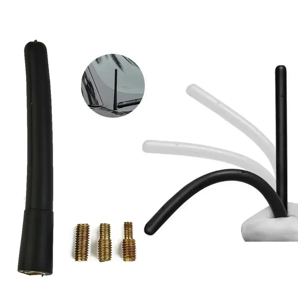 

1x 10cm Car Rubber Roof Short Rod Antenna M6 M5 And Threads Included Reception Of FM/AM GPS GSM And DAB Signals Easy To Mount