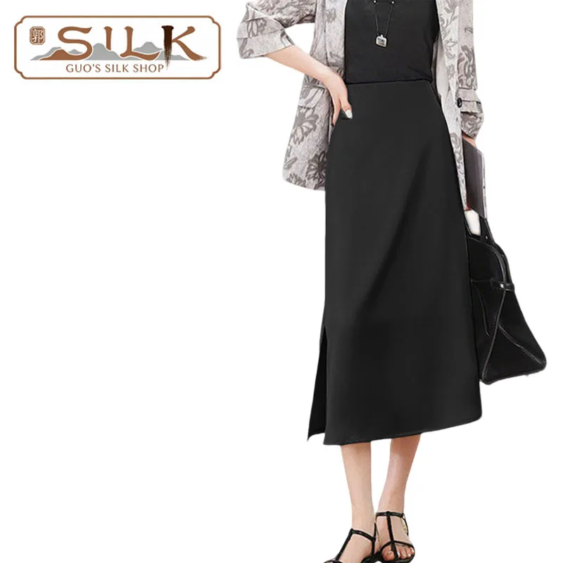 

Натуральное шелковое женское полуплатье: элегантный и простой стиль, средней длины, мягкое и комфортное, идеально для весны и лета