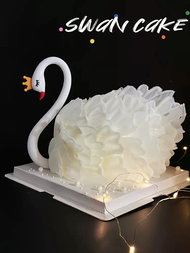 Romantic Crown Swan Neck Cake Topper Birthday Baby Shower Happy Valentine's Day Wedding Princess Cake Gifts Cake Supplies