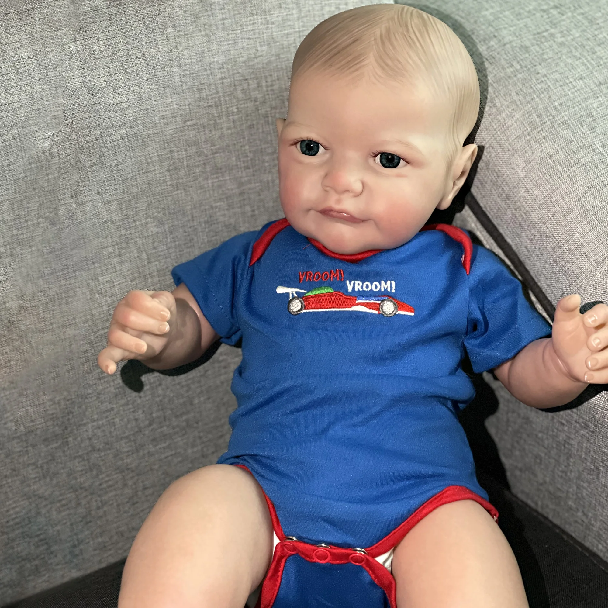 

22 Inch Bebe Tobiah Reborn Vinyl Doll Painted Handmade reborn baby doll кукла реборн muñeca reborn Lovely football boy doll toys