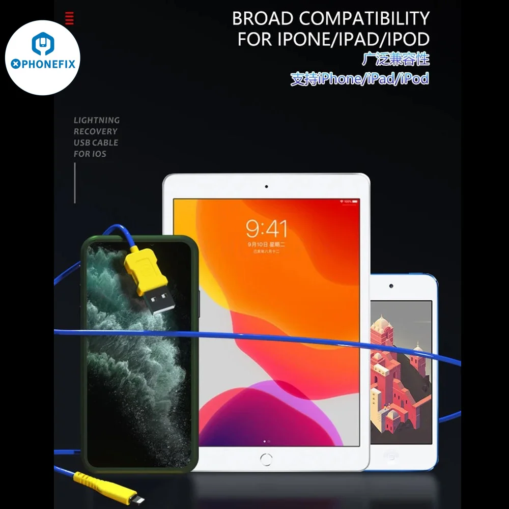 كابل شحن ميكانيكي iData ، 3 في 1 ، استرداد البرق DFU ، نقل بيانات USB ، كابل شحن لأجهزة iOS ، iPhone ، iPad ، ipod