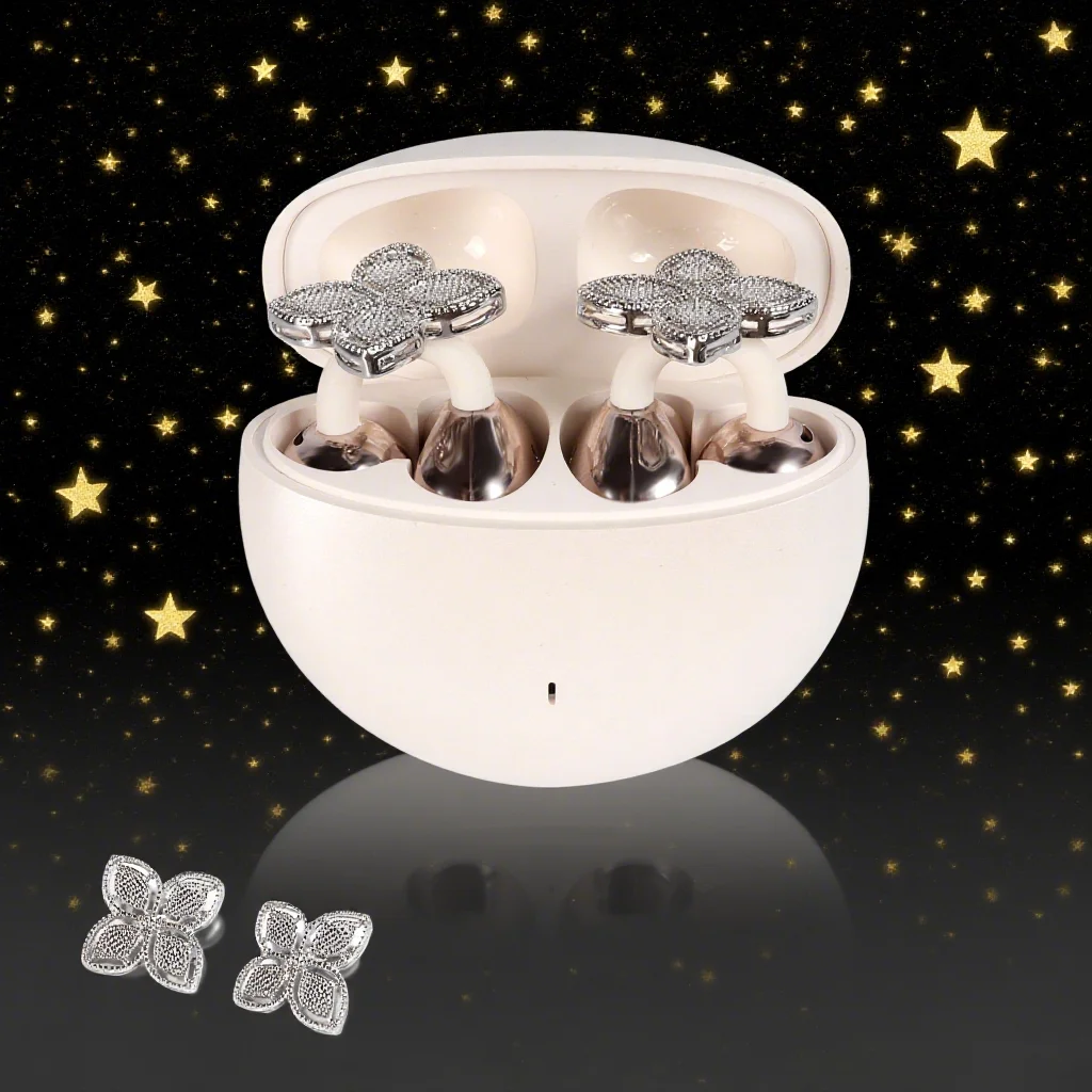 

Butterfly Pearl Wireless Bluetooth Headphones Ear Clip Wearing Air Conduction IPX4 Waterproof ENC Call Noise Reduction Earphones