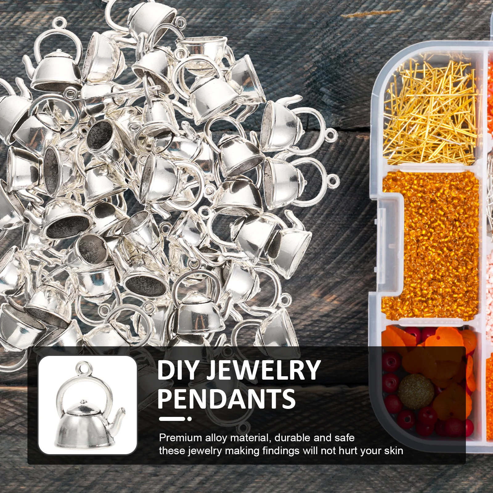 

50Pcs Small Teapot Charms DIY Alloy Kettle Pendants Jewelry Making Supplies Necklace Earrings Craft Findings Small Teapot Charms
