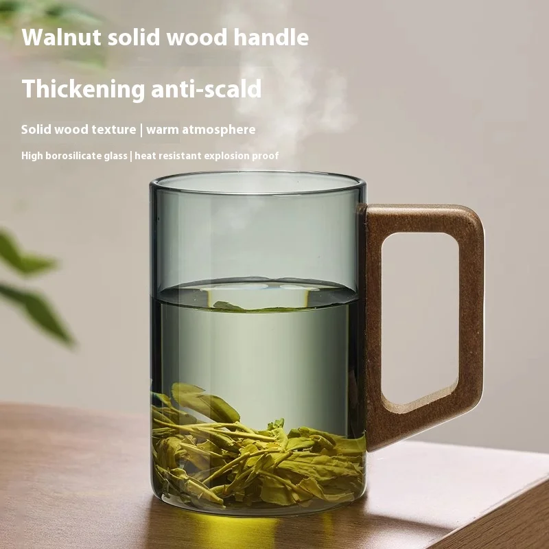 Xícara de chá Gianxi Copo de vidro de borosilicato alto Xícara de chá verde resistente ao calor e resistente ao calor com alça para beber chá