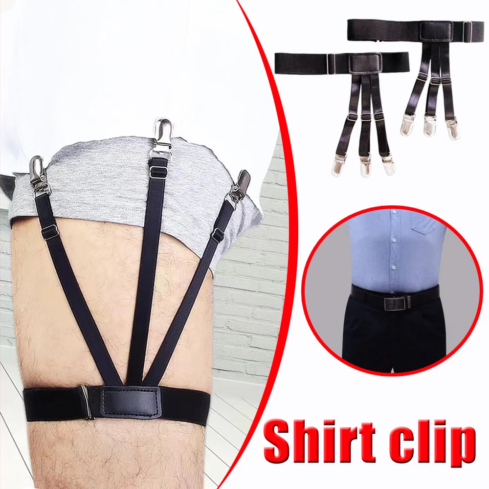 

2 Pcs Black Shirt Garters For Men Adjustable Elastic Leg Suspenders Shirt Holders Straps Belt Crease Resistance Non Slip Locking