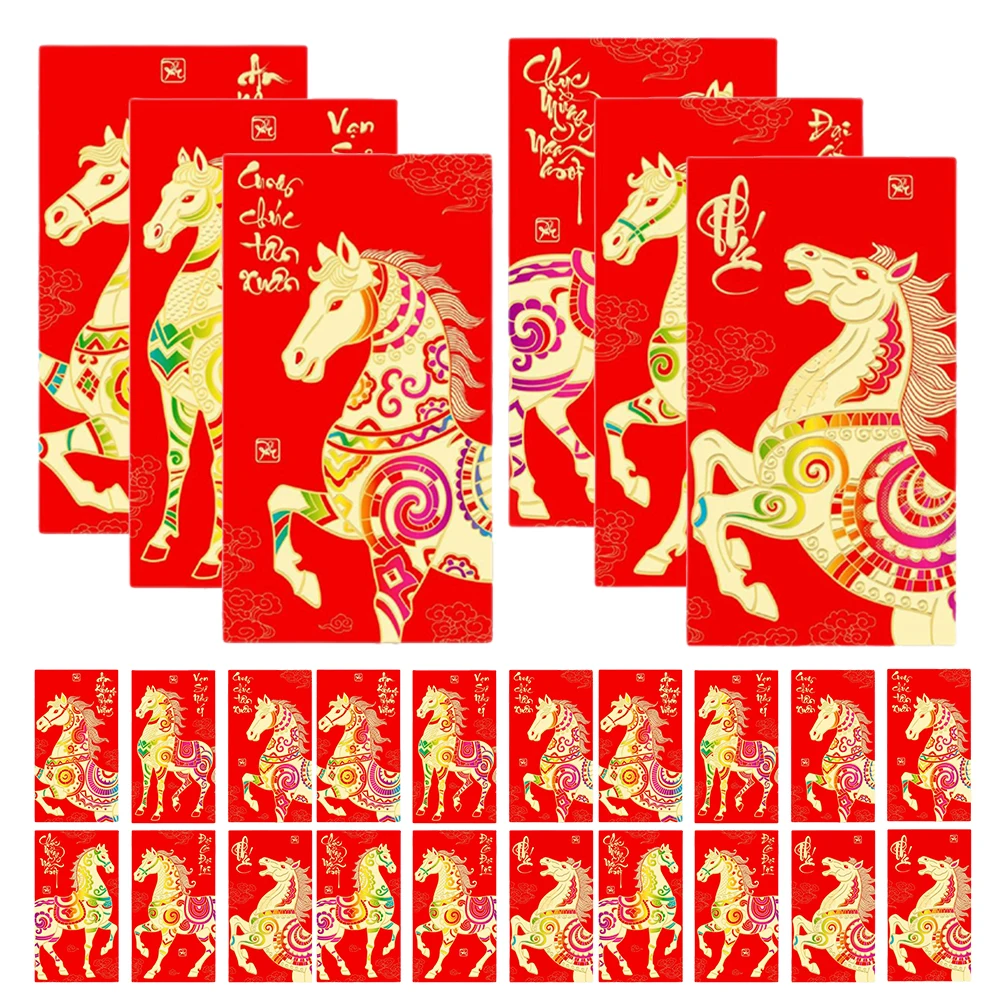 

36Pcs 2026 Horse Year Lucky Money Red Envelopes Chinese New Year Cash Packets Lunar Spring Festival Hong Bao Envelopes