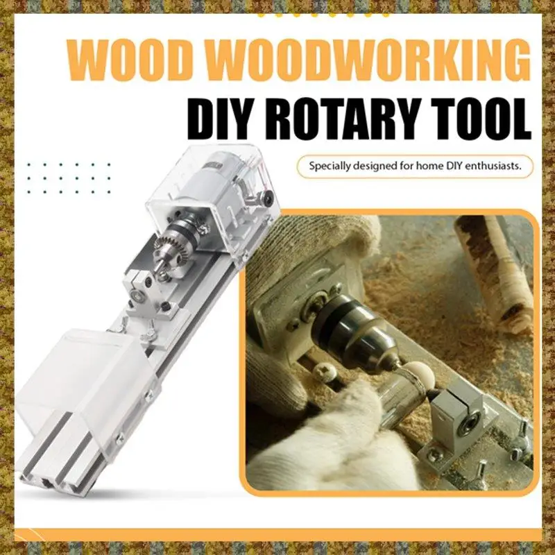 F-F Mini Lathe Machine DIY Woodworking Wood Lathe Milling Machine Grinding Polishing Beads Drill Rotary Tool Set EU Plug