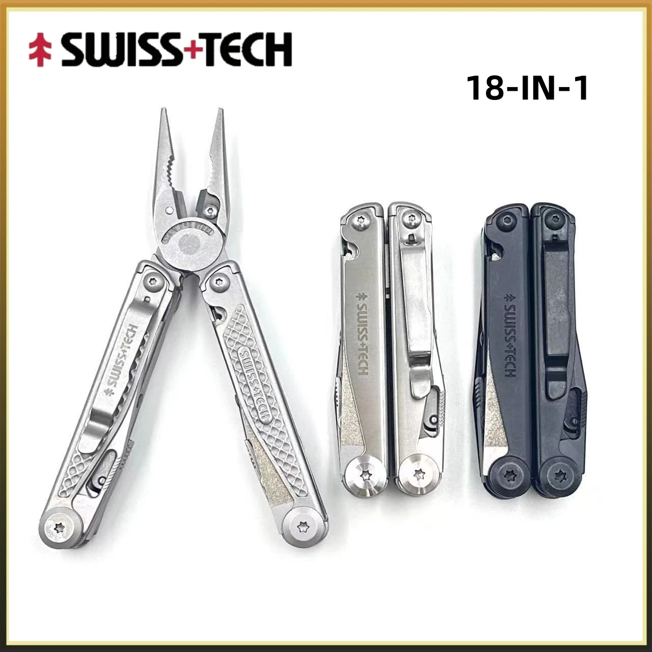 

SWISS TECH 18-in-1 Multitool Pliers Outdoor Camping EDC Folding Multi-Functional Screwdriver Home Repair Tool