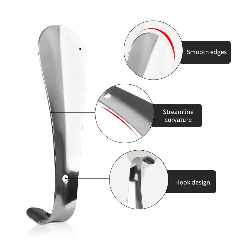 1pcs Portable Home Supply Stainless Steel Shoes Lifter Shoespooner Durable Tool Wearing Long Handle Pull Professional Shoehorns