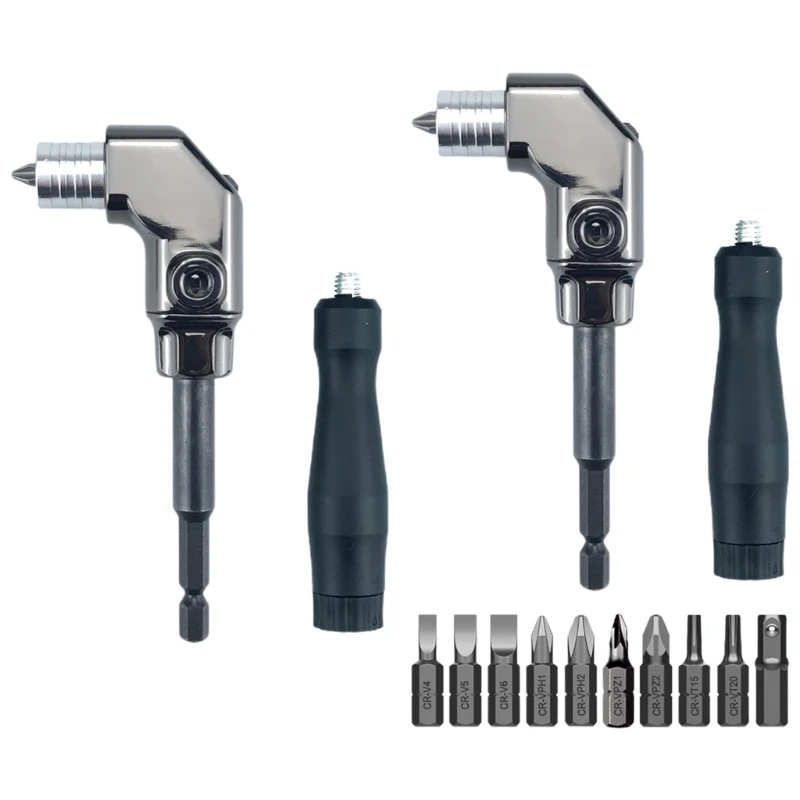 Drill 90 Degree Driver Extension Power Screwdriver Drill Attachment Aluminum Alloy Slotted Philips Hex Socket Screwdriver