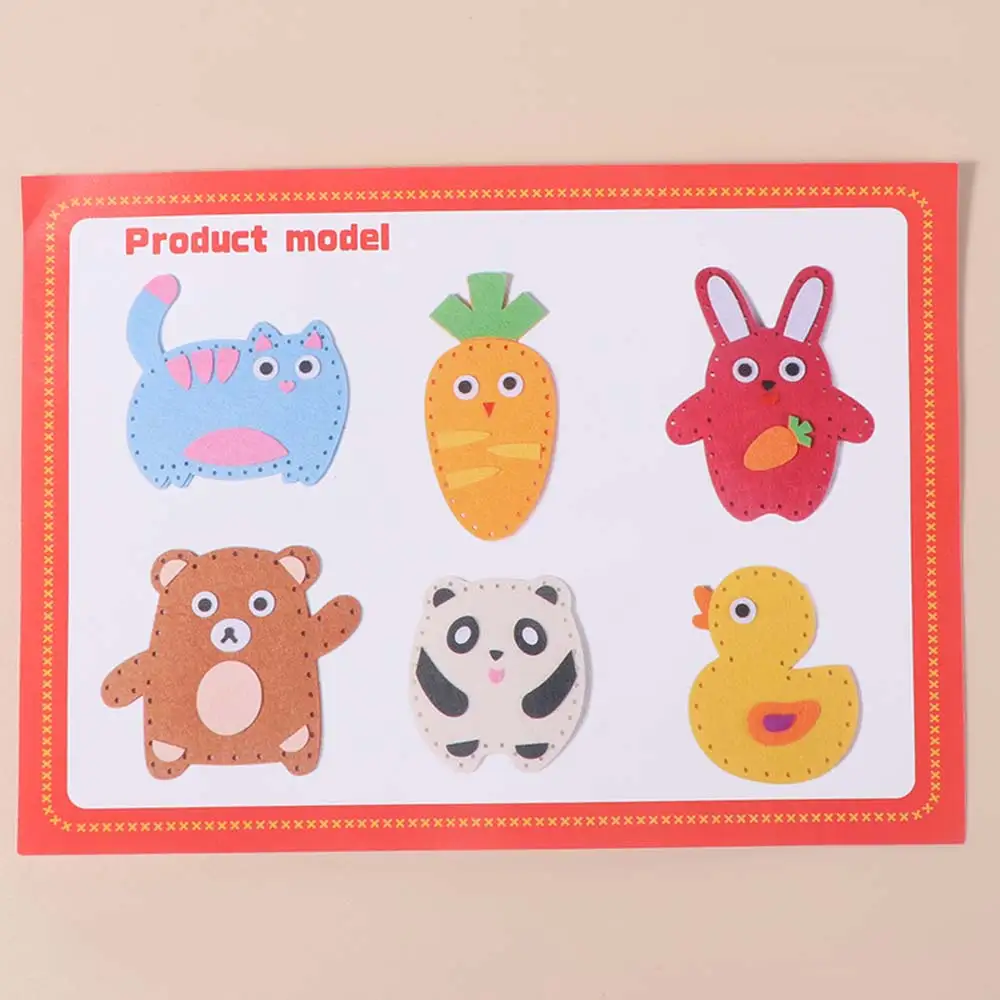 6 sztuk/zestaw Zestaw do szycia zwierzątek z włókniny, filcowe zwierzątka, zajęcia szycia, rękodzieło, breloczki do samodzielnego wykonania, zestaw ozdób DIY