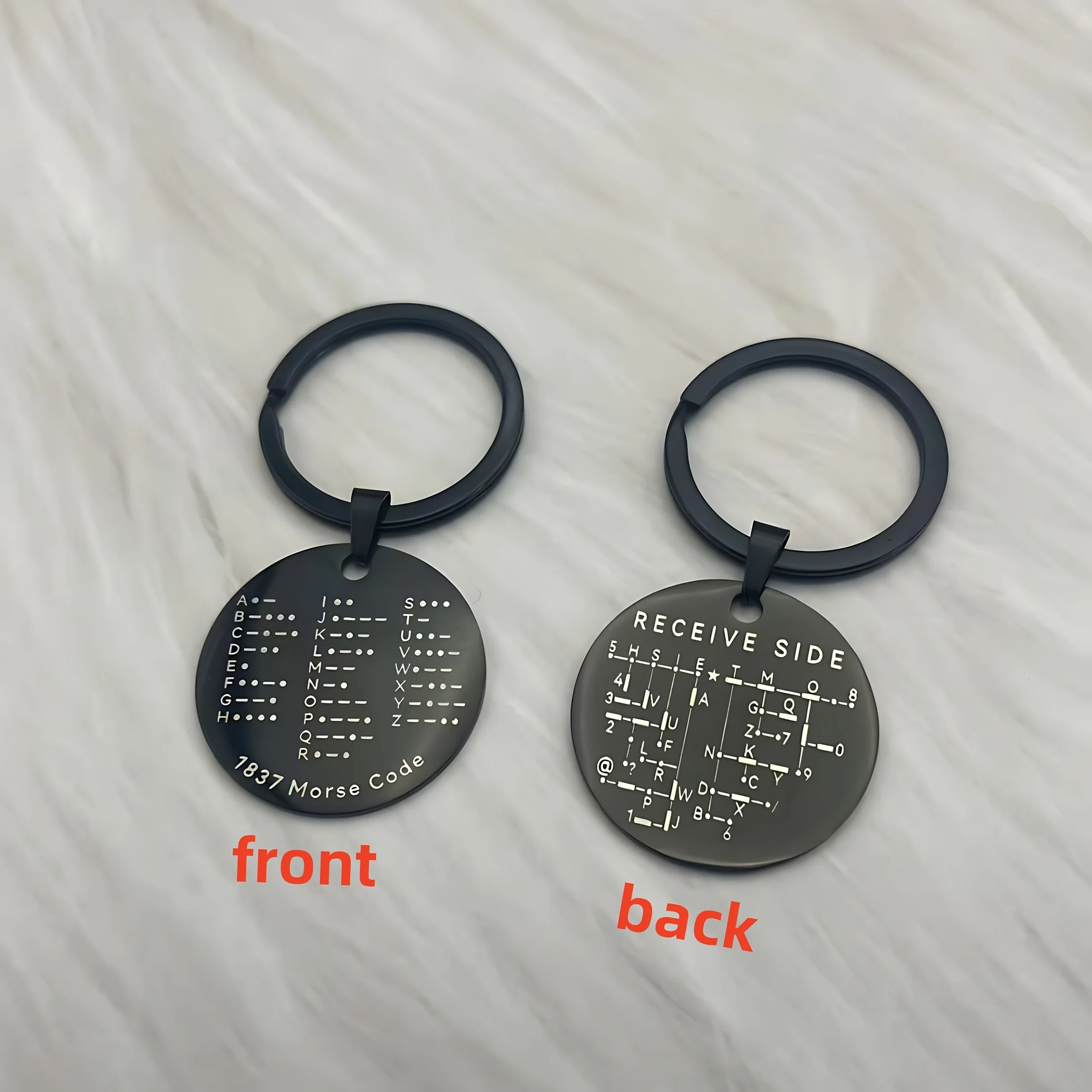 Morsecode-Schlüsselanhänger, Doppelseitiges Alphanumerisches Lernwerkzeug, Edelstahl Auto-Accessoire, Unisex-Geschenk für Funkamateure