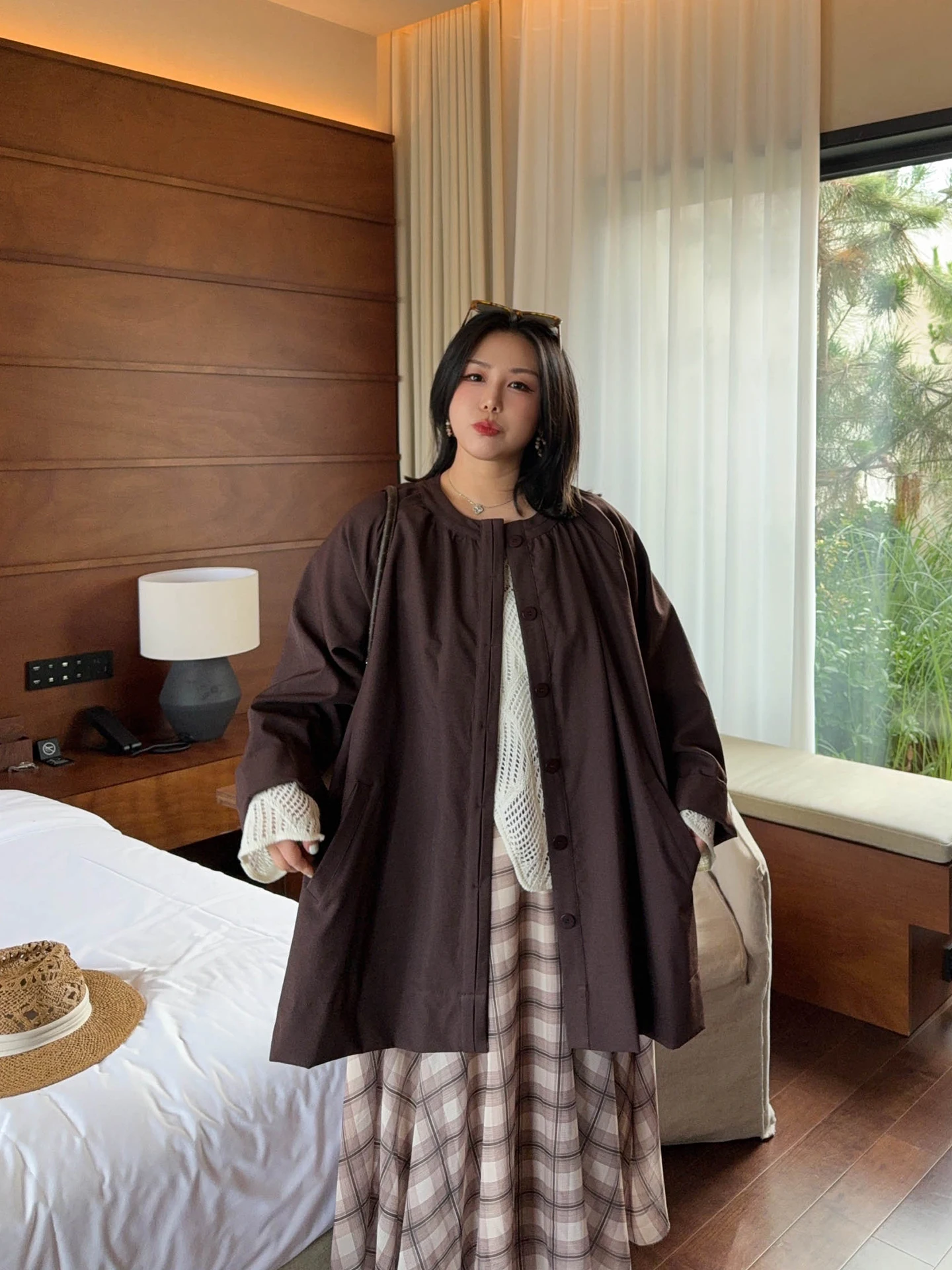 

Женская ветровка VOGANA большого размера, А-силуэт, стройнящая фигуру, скрывающая недостатки, в корейском стиле, повседневная верхняя одежда из полиэфирного волокна